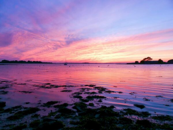 Coucher de soleil sur le Golfe du Morbihan depuis Saint-Armel — presqu'île de Rhuys