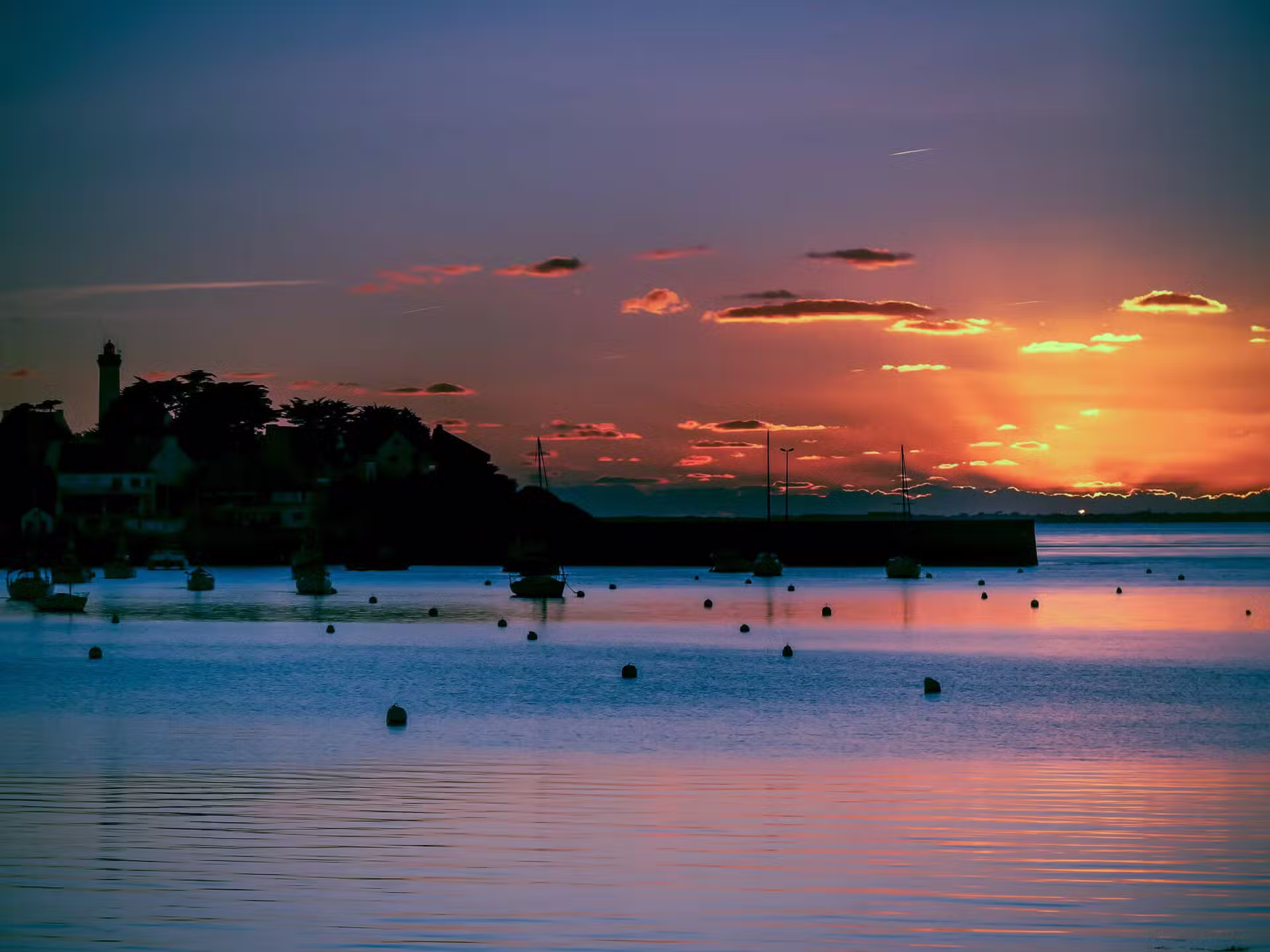 Coucher de soleil sur Port-Navalo — Golfe du Morbihan depuis Arzon