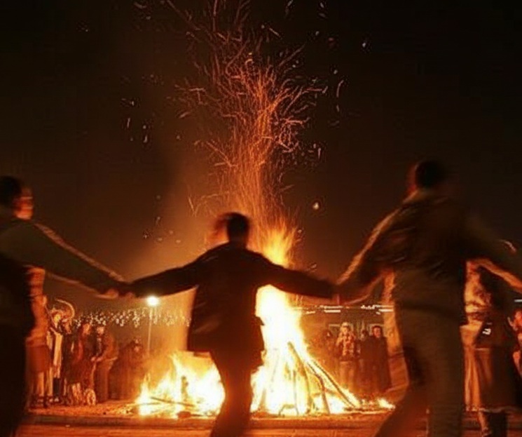 Danse autour du feu lors des célébrations de Samhain