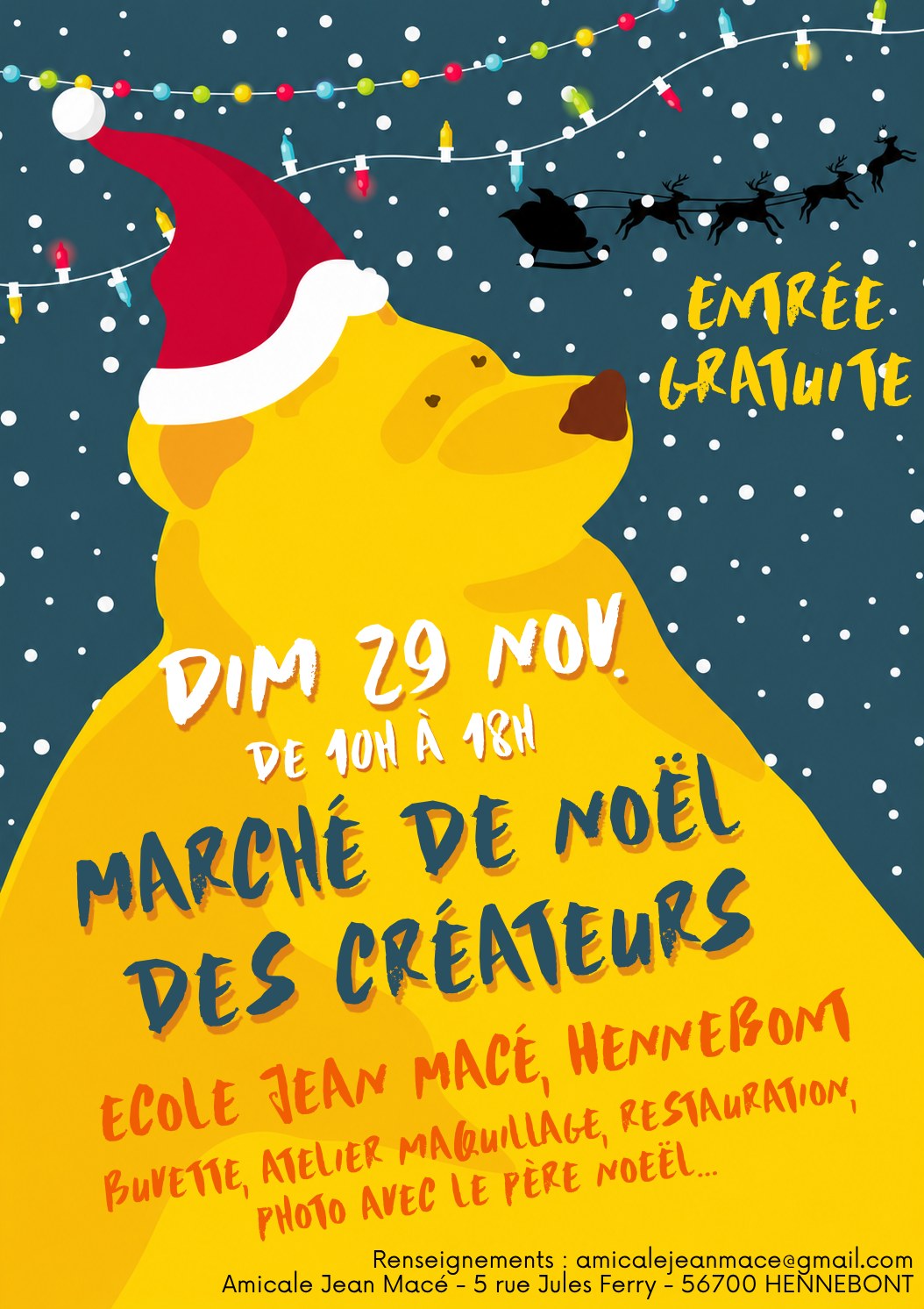 Affiche : 5eme Marché de Noël des créateurs de l'école Jean Macé