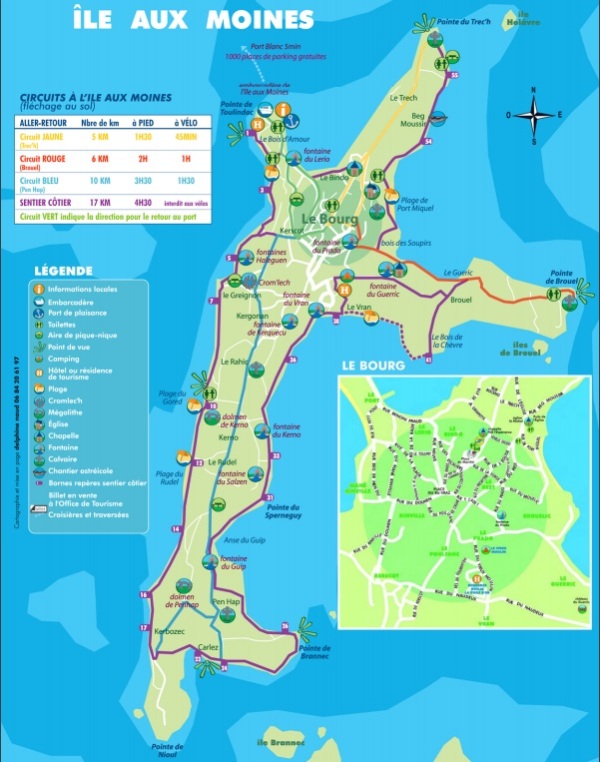 Carte du circuit de randonnée autour de l'île aux Moines