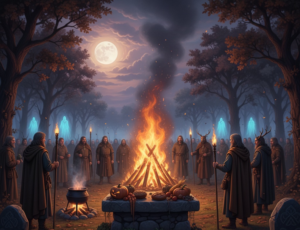 Illustration historique de Samhain et ses liens avec Halloween