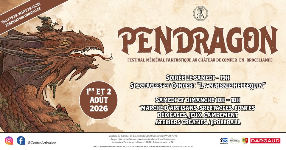 Pendragon, 1er et 2 août 2026 à Concoret (56)